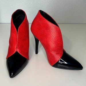 Red & Black Snake Embossed Pump